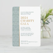 GALA BALL elegant damask dark green sage gold Einladung (Stehend Vorderseite)