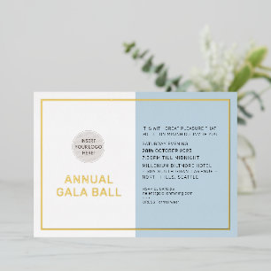 GALA BALL Firmenlogo formal hellblau gold Folieneinladung