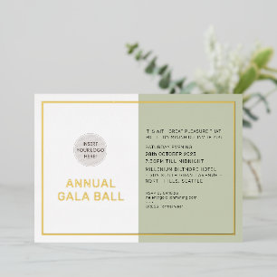 GALA BALL Firmenlogo formal ökologisch salbeigrün Folieneinladung