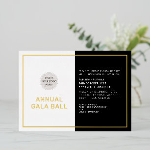 GALA BALL Firmenlogo formal schwarze Fliege Gold Folieneinladung