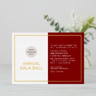 GALA BALL Firmenlogo formales bordeauxrotes Gold Folieneinladung