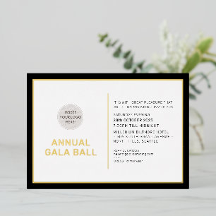 GALA BALL Logo modern minimal schwarze Fliege Gold Folieneinladung