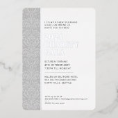 GALA BALL Modernes, elegantes Ereignis Schwarz Sil Folieneinladung (Vorderseite)