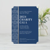 GALA BALL Modernes, elegantes Event mit blauem Gol Einladung (Stehend Vorderseite)