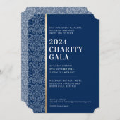 GALA BALL Modernes, elegantes Event mit blauem Gol Einladung (Vorne/Hinten)