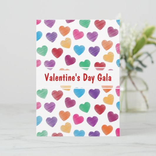 Gala-Ball-oder Tanz-Party-Herzen des Valentines Einladung (Stehend Vorderseite)