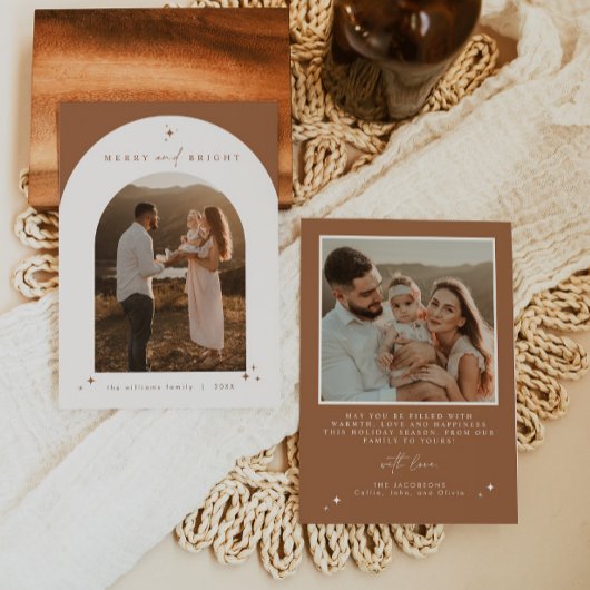 GALA Boho Terracotta Arch Merry & Bright Christmas Einladung