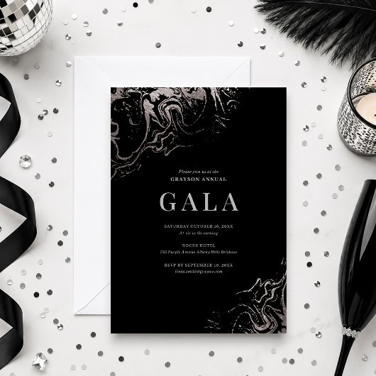 Gala Elegant Silber-Marmorierung Einladung