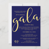 Gala Event Charity Fundraiser Elegant Blue Gold Einladung (Vorderseite)