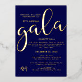 Gala Event Charity Fundraiser Elegant Blue Gold Folieneinladung (Vorderseite)