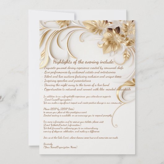 Gala Event Einladung Design (Rückseite)