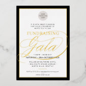 GALA FUNDRAISER Moderne Logokalligrafie, schwarzes Folieneinladung (Vorderseite)