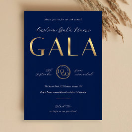 Gala Night Navy & Gold Logo Business Fundraiser Einladung