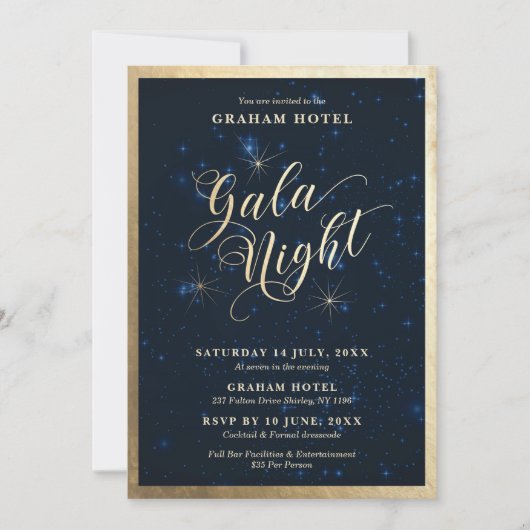 Gala Night Starry Night Sky Einladung (Vorderseite)