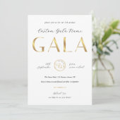 Gala Night White & Gold Logo Business Fundraiser Einladung (Stehend Vorderseite)