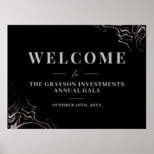 Gala Silver Marble Begrüßungszeichen Poster