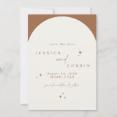 GALA Terracotta Boho Arch Celestial Save the Date Einladung (Vorderseite)