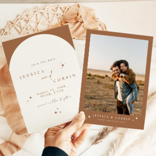 GALA Terracotta Boho Arch Celestial Save the Date Einladung