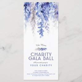 Gala-Wohltätigkeit-Ereignis mit Aquarellblau Menükarte