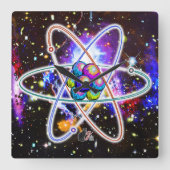 Galactic Atomic Quadratische Wanduhr (Vorderseite)