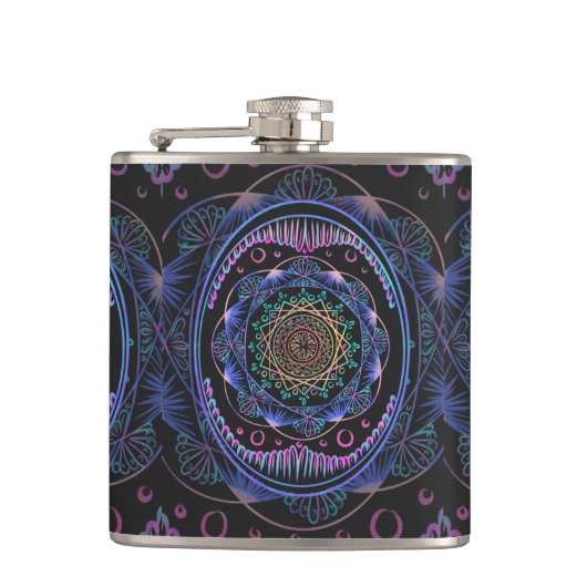 Galactic Bloom Mandala Flachmann (Vorderseite)