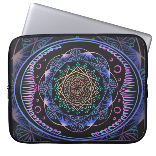 Galactic Bloom Mandala Laptopschutzhülle (Vorderseite)