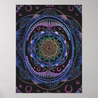Galactic Bloom Mandala Poster