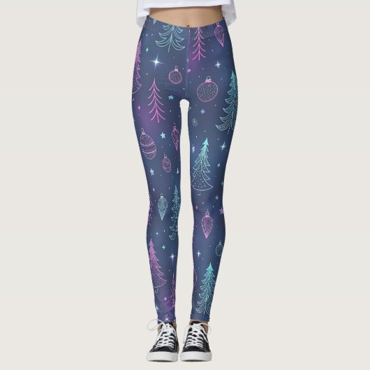 Galactic Christmas Leggings – Modern Festive Space (Vorderseite)