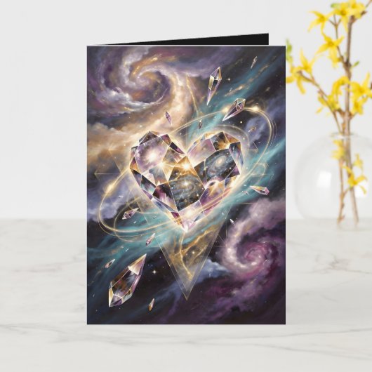 Galactic Crystal Heart Karte (Gelbe Blume)