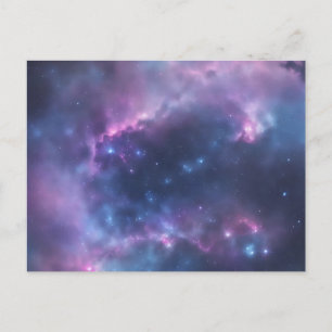 Galactic Dreams Soft Watercolor Splash on Blue Postkarte