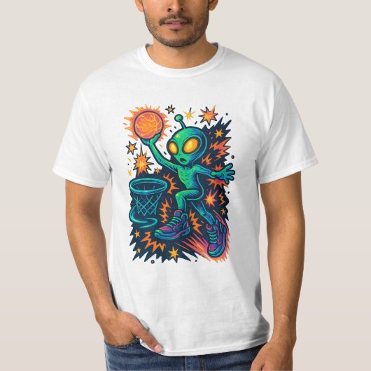 Galactic Dunk: Alien in Kicks! T-Shirt (Vorderseite)