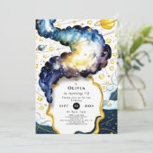 Galactic Editable Space Birthday Einladung (Stehend Vorderseite)