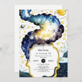 Galactic Editable Space Birthday Einladung (Vorne/Hinten)