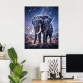 Galactic Elephant Starfall Sky Poster (Heimbüro)