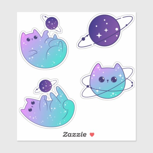 Galactic Feline Adventures - Space Cat Sticker Pac (Blatt)