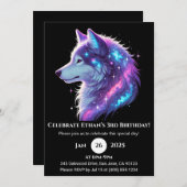 Galactic Glow Wolf Birthday Invitation Einladung (Vorne/Hinten)