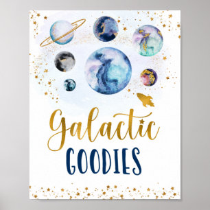 Galactic Goodies Galaxy Blue Gold Space Geburtstag Poster