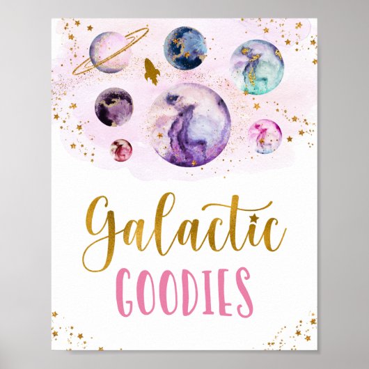 Galactic Goodies Galaxy Pink Gold Space Geburtstag Poster (Vorne)