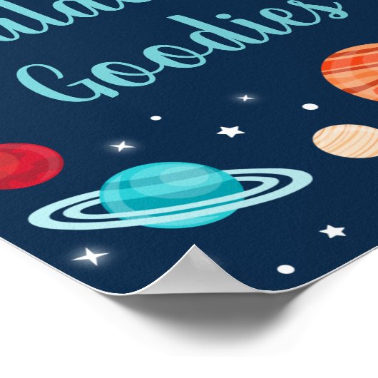 Galactic Goodies Space Rocket Ship Planets Party Poster (Ecke)