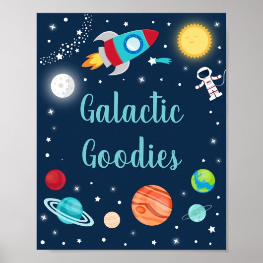 Galactic Goodies Space Rocket Ship Planets Party Poster (Vorne)
