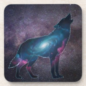 Galactic Howling Wolf Silhouette Getränkeuntersetzer (Vorderseite)