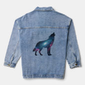 Galactic Howling Wolf Silhouette Jeansjacke (Rückseite)