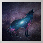 Galactic Howling Wolf Silhouette Poster (Vorne)