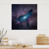 Galactic Howling Wolf Silhouette Poster (Küche)