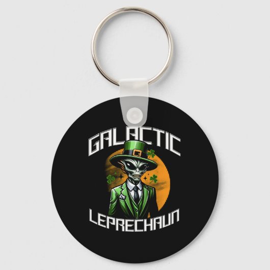 Galactic Leprechaun St. Patricks Day Alien Adven Schlüsselanhänger (Vorderseite)