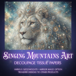 Galactic Lion Portrait Decoupage Seidenpapier