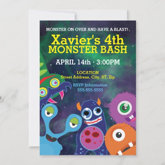 Galactic Monster Mash Geburtstag Einladung (Vorderseite)