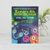 Galactic Monster Mash Geburtstag Einladung (Stehend Vorderseite)