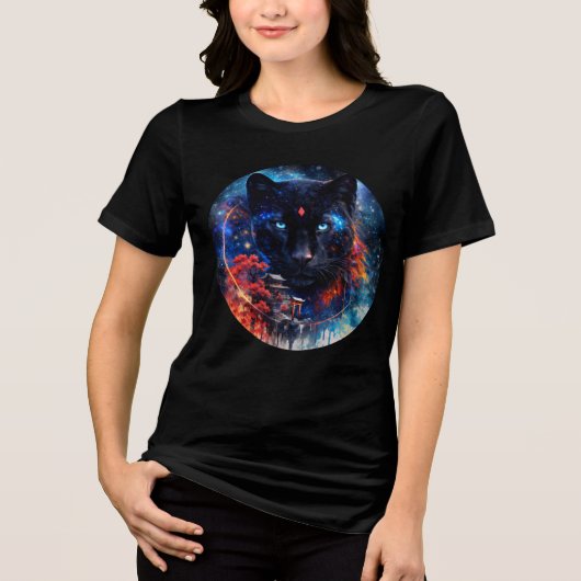 Galactic Panther with Temple Fantasy Artwork Tri-Blend Shirt (Vorderseite)