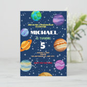 Galactic Planets Geburtstagsparty Einladung (Stehend Vorderseite)